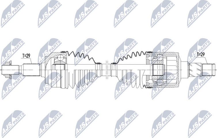 Полуось (привод в сборе, приводной вал) NTY. Артикул NPW-CH-068