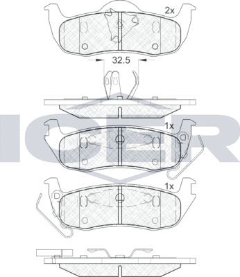 Тормозные колодки Icer задние для Jeep Commander XK, XH 2005-2010. Артикул 181766