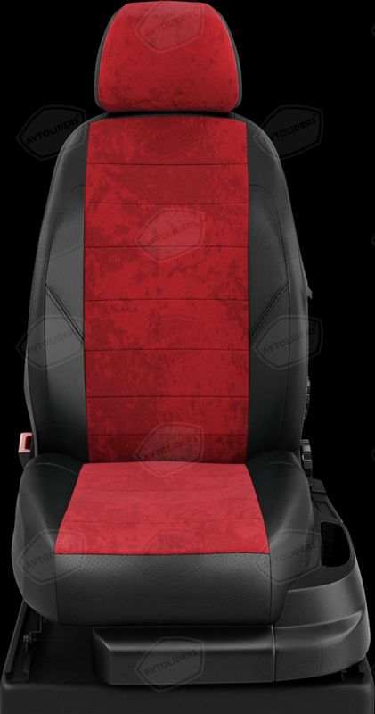 Чехлы Автолидер на сидения для Renault Sandero Stepway II 2014-2026, цвет Черный/Красная алькантара. Артикул RN22-0508-EC38