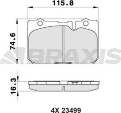 Тормозные колодки Braxis передние для Lexus LS II 1994-2000. Артикул AB0487