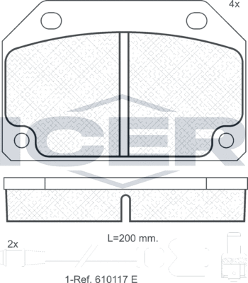 Тормозные колодки Icer передние для Talbot Rancho I 1981-1984. Артикул 180246