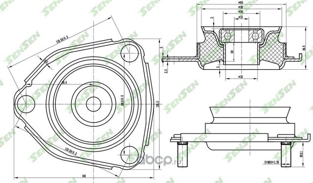 ОПОРА АМОРТИЗАТОРА ПЕРЕДНЕГО TOYOTA RAV4 ACA20/CLA20/ZCA25 (Sensen) Sensen. Артикул M61148