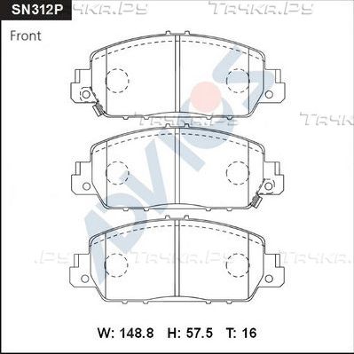 Тормозные колодки Advics для Honda Accord IX 2012-2026. Артикул SN312P