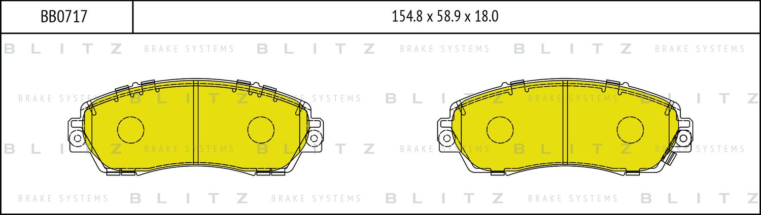 Колодки тормозные дисковые передние (Blitz). Артикул BB0717