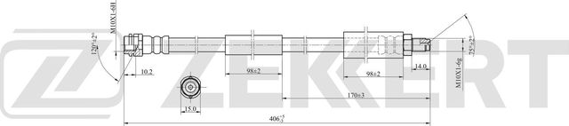 Тормозной шланг Zekkert передний правый/левый для Mercedes-Benz E-Класс III (W211, S211) 2002-2009. Артикул BS-9534