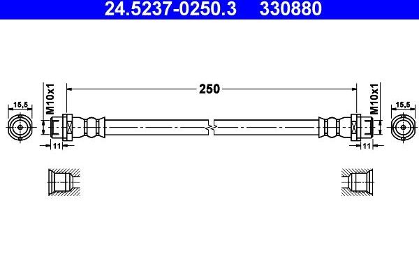 Тормозной шланг ATE. Артикул 24.5237-0250.3