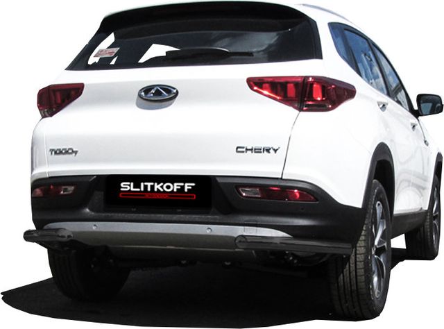 Защита Slitkoff задняя уголки d57 для Chery Tiggo 7 2016-2026 Черная. Артикул CT7-008B