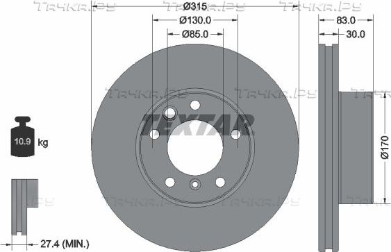 Тормозной диск Textar Pro+ передний для Mercedes-Benz G-Класс W461 2003-2026. Артикул 92304905