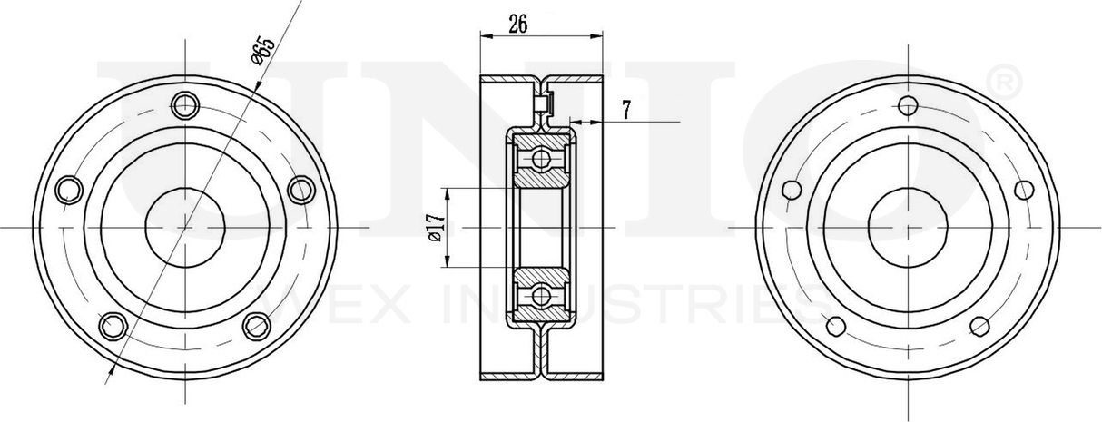 Ролик поликлинового ремня натяжной (Unio). Артикул TNS-10078