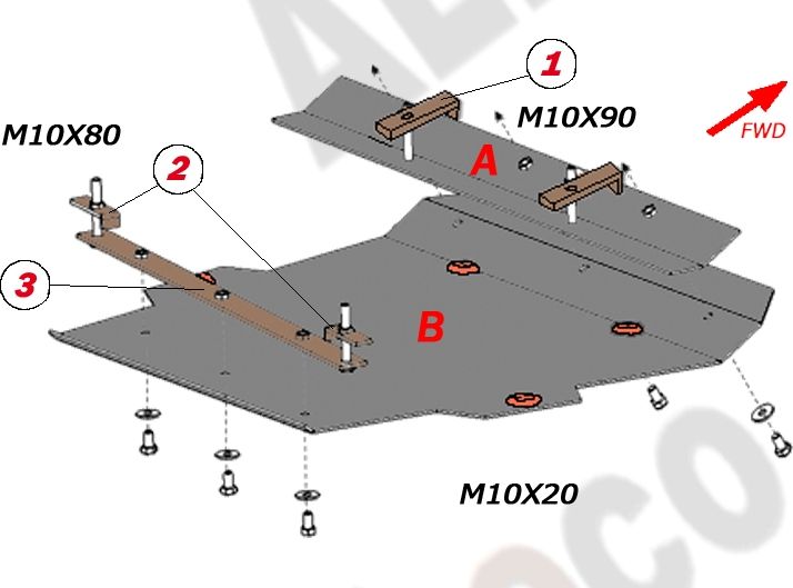Защита Alfeco для картера Mercedes-Benz Vito W638 1996-2003. Артикул ALF.36.05