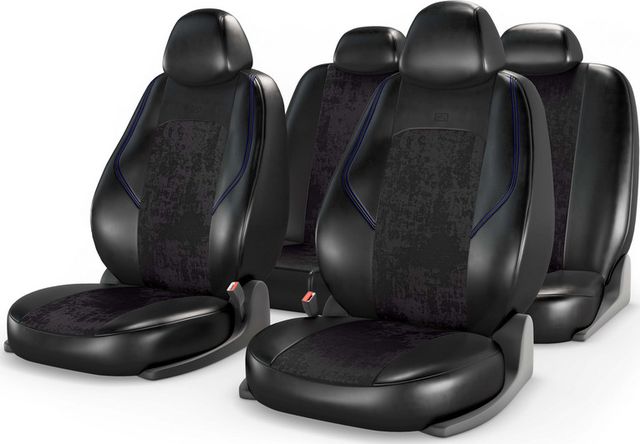 Накидки универсальные CarFashion Ranger Zamsha для авто, цвет Черный/Черный/Синий. Артикул 11226
