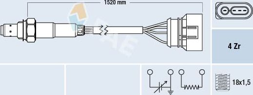 Лямбда-зонд (кислородный датчик) FAE для Volkswagen Sharan I 1995-2010. Артикул 77301