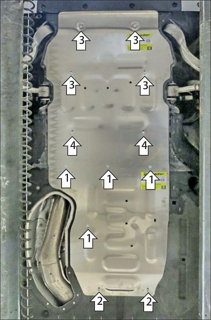 Защита алюминиевая Мотодор для картера, КПП, РК Land Rover Range Rover V Vogue 2021-2026. Артикул 343201