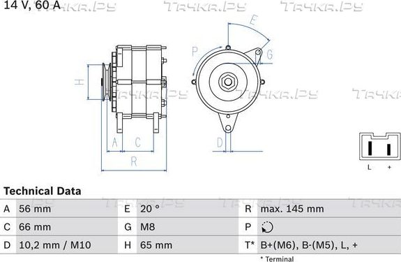 Генератор Bosch для Renault 19 I 1989-1992. Артикул 0 986 037 321