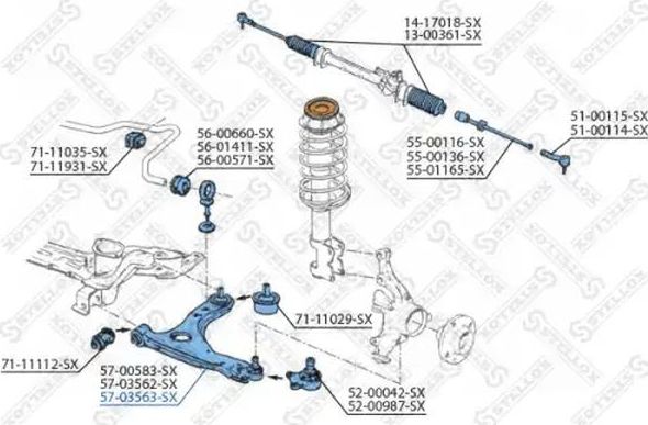 Поперечный рычаг Stellox. Артикул 57-03563-SX
