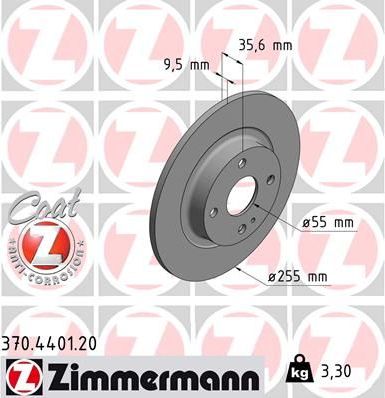 Тормозной диск Zimmermann Coat Z задний для Mazda MX-5 IV (ND) 2015-2026. Артикул 370.4401.20