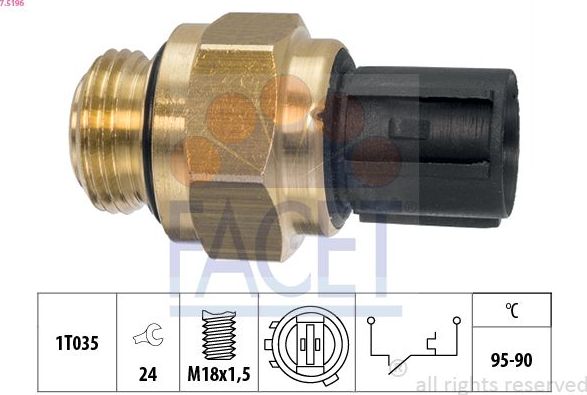РЕЗИСТОР ПЕРЕМЕННОГО СОПРОТИВЛЕНИЯ Facet Made in Italy - OE Equivalent. Артикул 7.5196