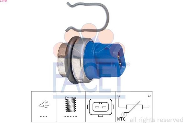Датчик температуры охлаждающей жидкости Facet Made in Italy - OE Equivalent. Артикул 7.3101