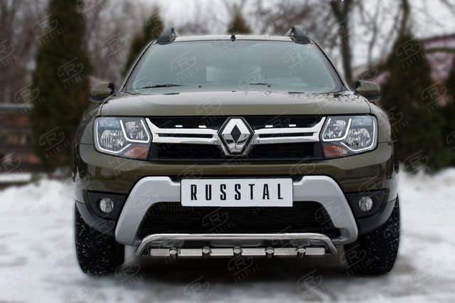 Защита RusStal переднего бампера d42 (волна) d42 (зубы) для Renault Duster I рестайлинг 2015-2020. Артикул RDZ-002177