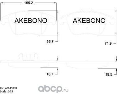 Колодки тормозные (Akebono). Артикул AN4583K