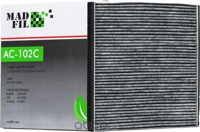 ФИЛЬТР САЛОННЫЙ TOYOTA AVENSIS УГОЛЬНЫЙ (Madfil). Артикул AC102C