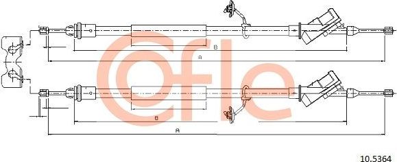Трос ручника (тросик ручного тормоза) Cofle. Артикул 92.10.5364