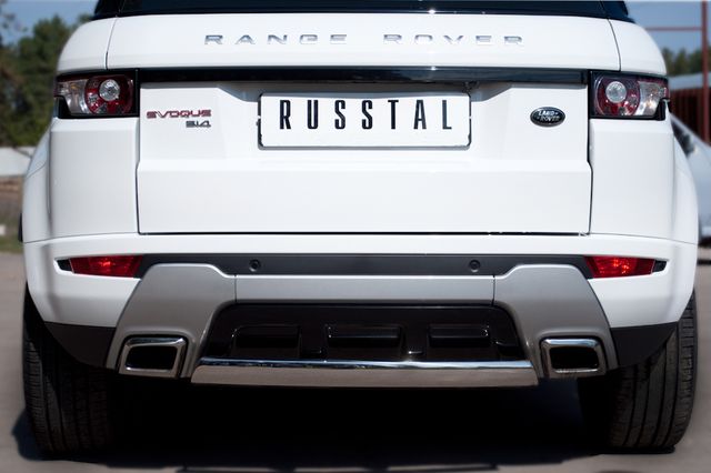 Защита RusStal заднего бампера d75x42 овал для Land Rover Range Rover Evoque I Dynamic 2011-2018. Артикул REDZ-000668