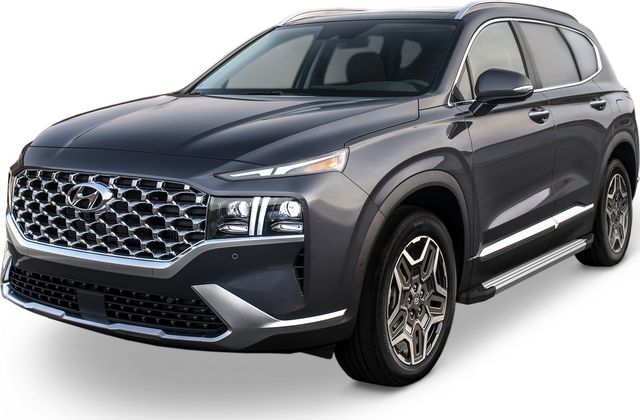 Пороги алюминиевые Rival Silver для Hyundai Santa Fe IV рестайлинг 2021-2026. Артикул F180AL.2312.1