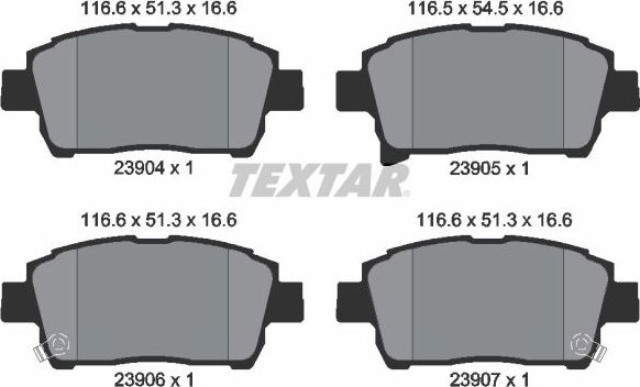 Тормозные колодки Textar передние для Great Wall Coolbear 2009-2013. Артикул 2390401