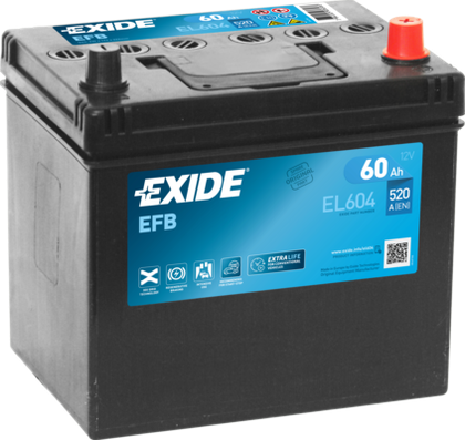 Аккумулятор Exide EFB для Hyundai i20 II 2014-2024. Артикул EL604