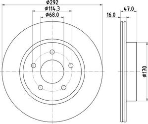 Тормозной диск Hella Pagid Pro задний для Nissan X-Trail T32 2013-2025. Артикул 8DD 355 123-061
