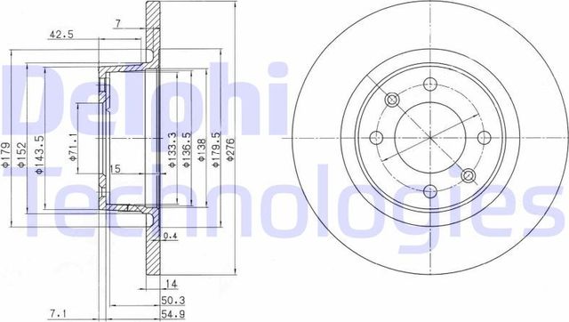 Тормозной диск Delphi. Артикул BG3621
