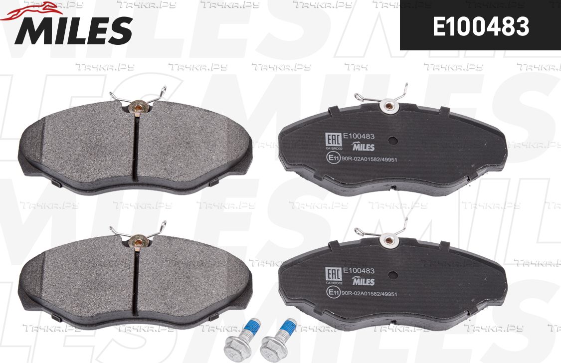 Тормозные колодки Miles (Semi-Metallic) передние для Opel Vivaro A 2001-2014. Артикул E100483