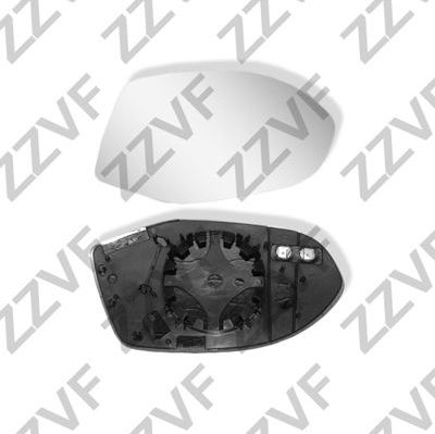 Зеркальное стекло бокового зеркала ZZVF. Артикул ZVAV2117