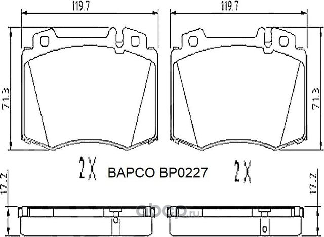 Колодки тормозные дисковые BP0227, (Bapco) Bapco. Артикул BP0227