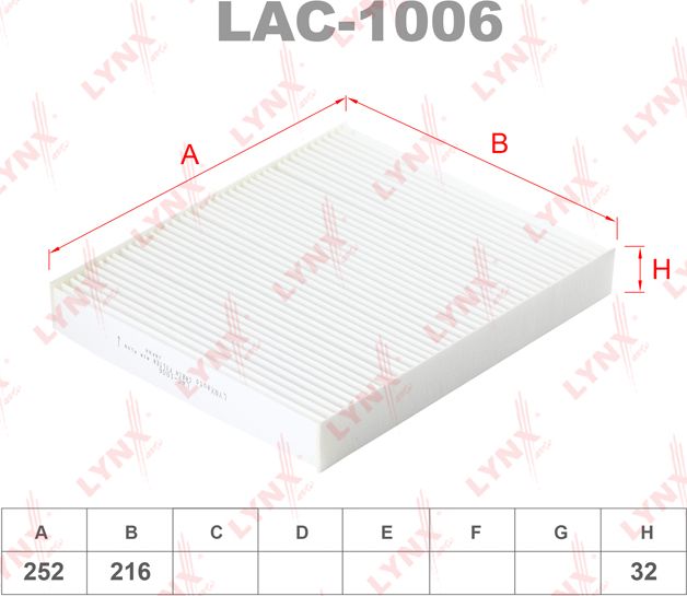 Салонный фильтр LYNXauto. Артикул LAC-1006