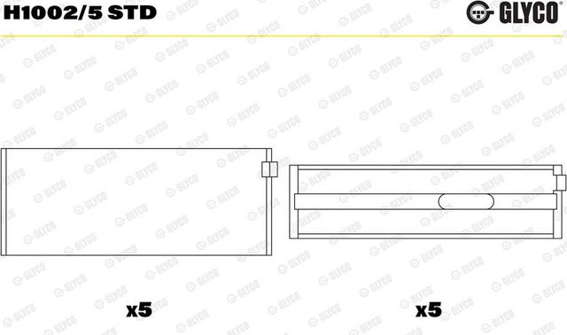Вкладыши коренные Glyco для Mercedes-Benz B-Класс II (W246) 2011-2018. Артикул H1002/5 STD