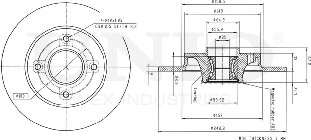 Диск тормозной (Unio). Артикул BRD-20250
