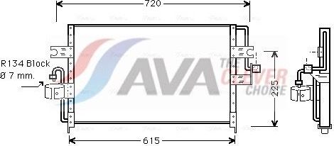Радиатор кондиционера (конденсатор) AVA (алюминий). Артикул DN5166