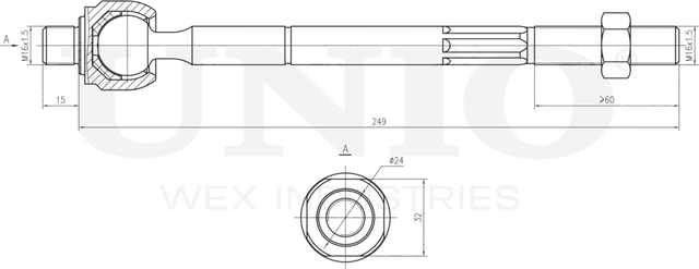 Тяга рулевая (Unio). Артикул SSP-30062