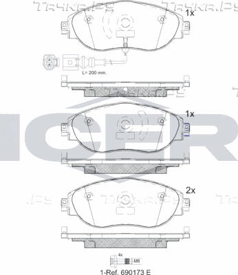 Тормозные колодки Icer передние для Skoda Octavia A8 2019-2026. Артикул 182018-087