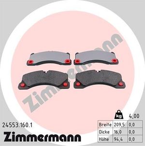 Тормозные колодки Zimmermann передние для Porsche Cayenne I (955) 2007-2010. Артикул 24553.160.1