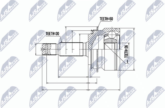 Шрус внутренний (граната) NTY передний для Mitsubishi Pajero IV 2006-2026. Артикул NPZ-MS-055