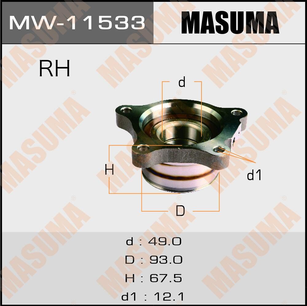 Ступица колеса с интегрированным подшипником Masuma. Артикул MW-11533
