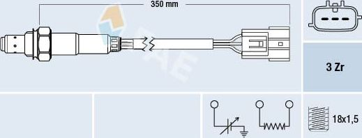 Лямбда-зонд (кислородный датчик) FAE. Артикул 77390