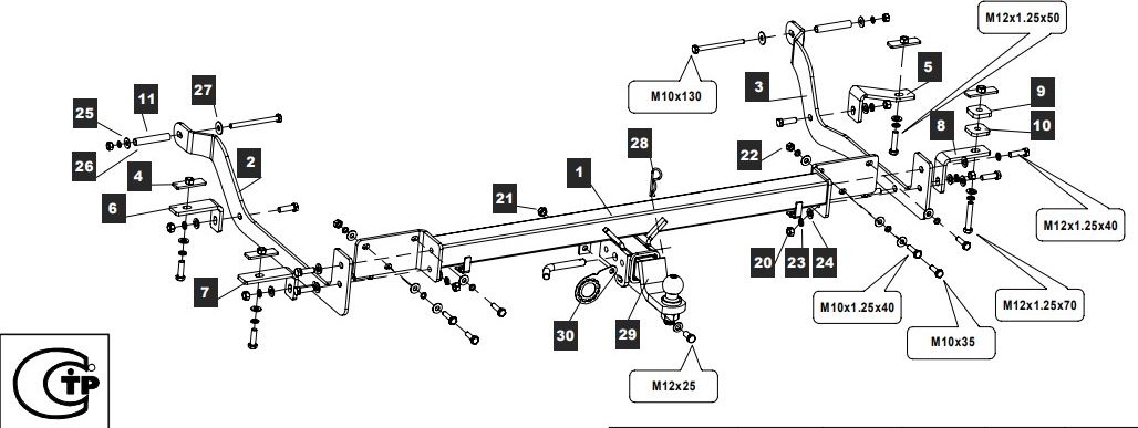 Фаркоп Baltex для Fiat Ducato Maxi 2014-2026. Быстросъемный крюк. Артикул 07902232