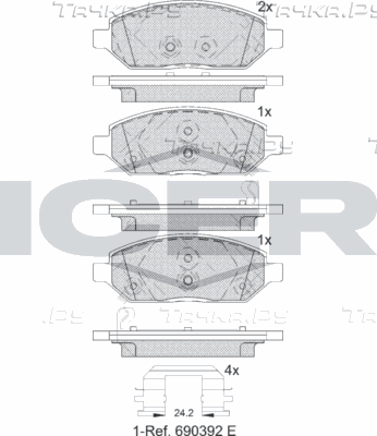 Тормозные колодки Icer для Opel Karl 2015-2019. Артикул 182264