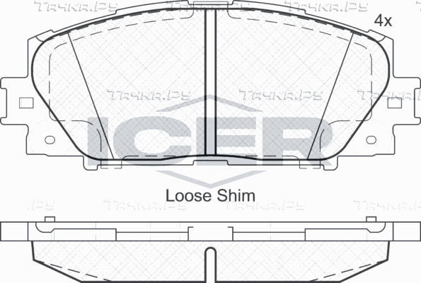 Тормозные колодки Icer передние для Toyota Yaris II 2005-2013. Артикул 181774
