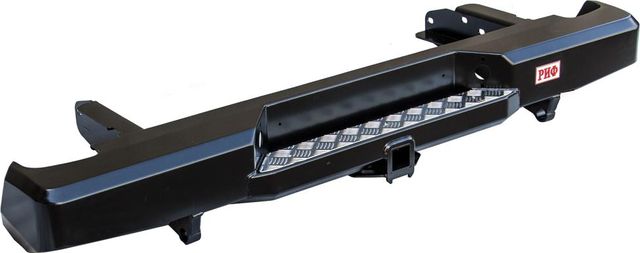 Бампер силовой РИФ задний (кузов 1400 мм) с квадратом под фаркоп для Nissan Navara D22 1997-2005. Артикул RIFD22-20100