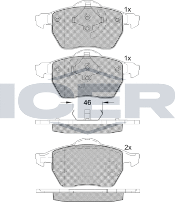 Тормозные колодки Icer передние для Saab 9-5 I 1998-2009. Артикул 181767